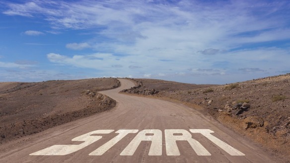 image showing the word start on a road