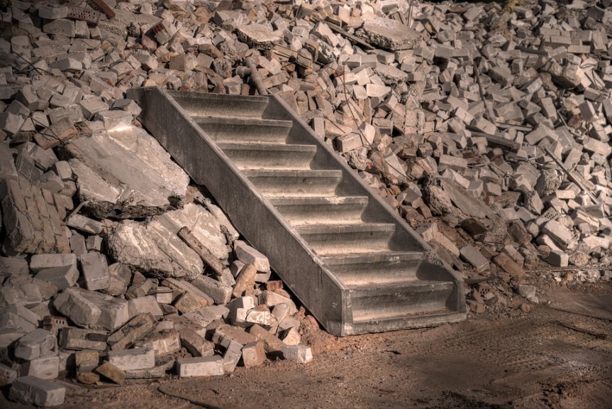 image showing steps on a pile of rubble
